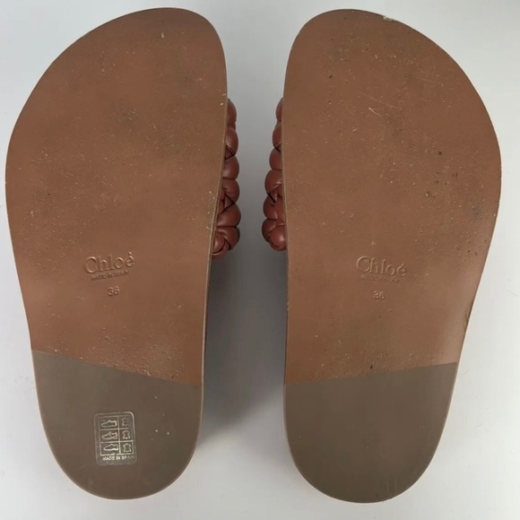 CHLOE RED BRAIDED LEATHER SLIDES - Picture 12 of 13